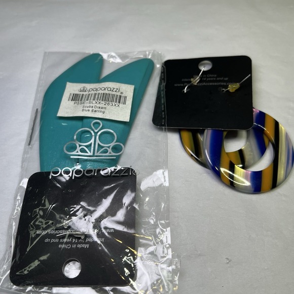 Paparazzi Jewelry Lot of 2 New Earrings Scuba Dream Blue - Picture 2 of 2
